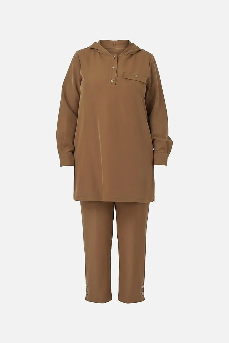 Relaxed-Fit Two-Piece Suit with Flap Pockets Dark Olive