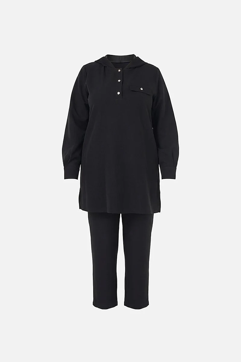 Relaxed-Fit Two-Piece Suit with Flap Pockets Black