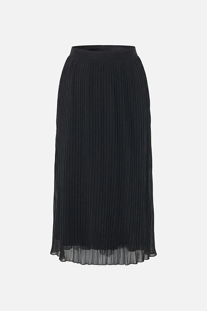 Pleated Chiffon Skirt Black