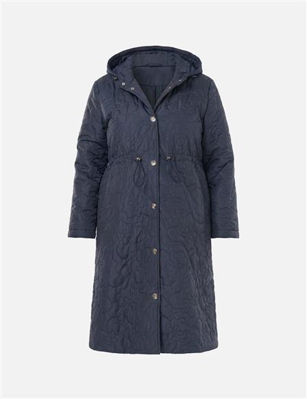 Bel Büzgülü Kapitone Mont Koyu Lacivert