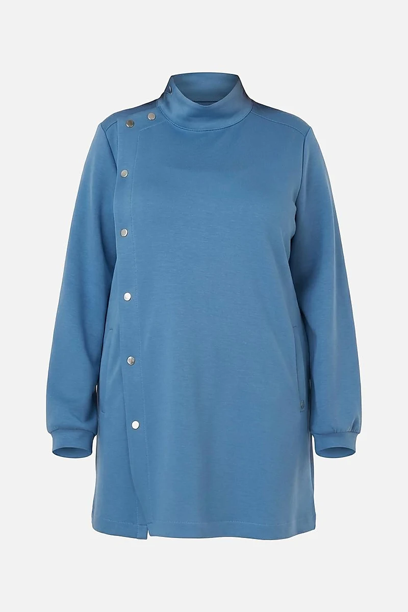 Stand Collar Scuba Sweatshirt in Crown Blue