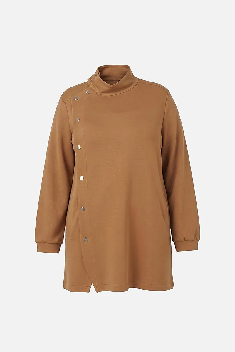 Stand Collar Scuba Sweatshirt in Tobacco
