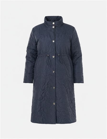 Bel Büzgülü Kapitone Mont Koyu Lacivert