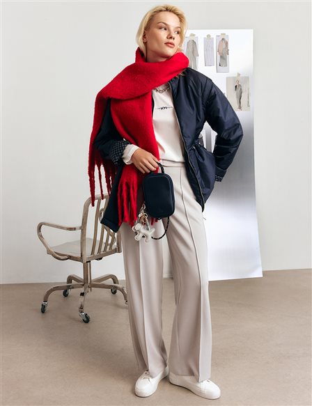 Short Jacket with Detachable Sleeve Detail in Dark Navy Blue