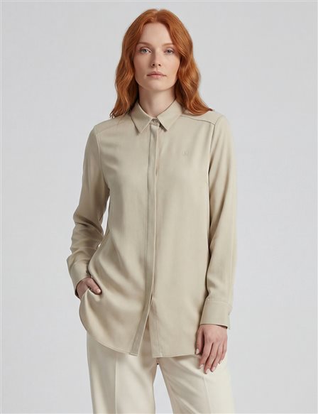 Shirt Collar Poplin Tunic Cream