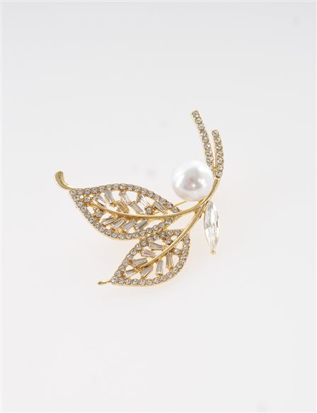 Leaf Figurine Brooch Gold