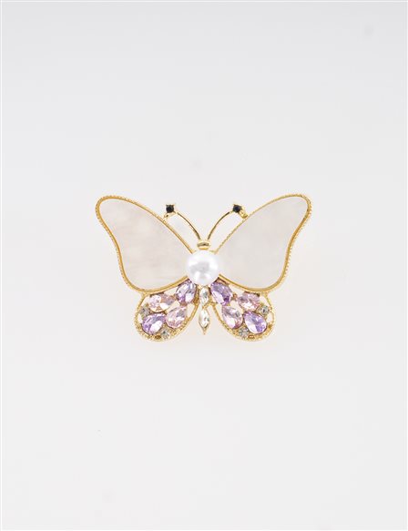 Butterfly Figurine Brooch Gold