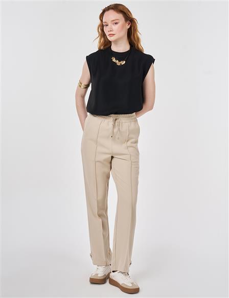 Çima Dikişli Rahat Kesim Pantolon Taş