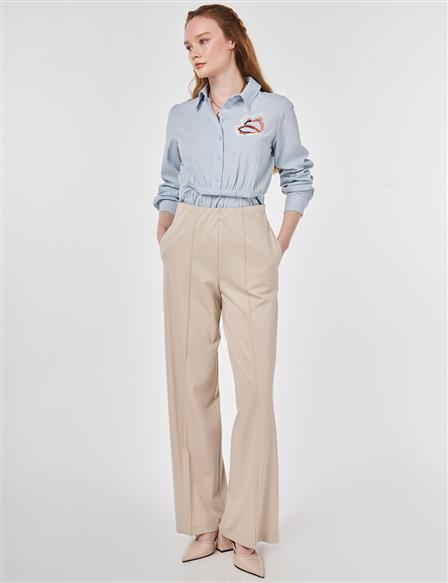 Cutting Stitch Rayon Trousers Stone