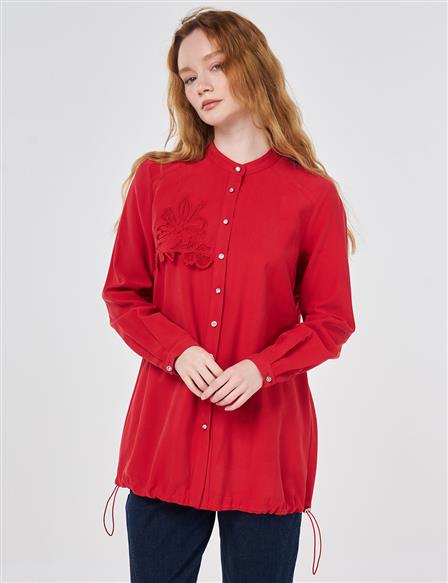 Nakış Aplikeli Tunik Kırmızı