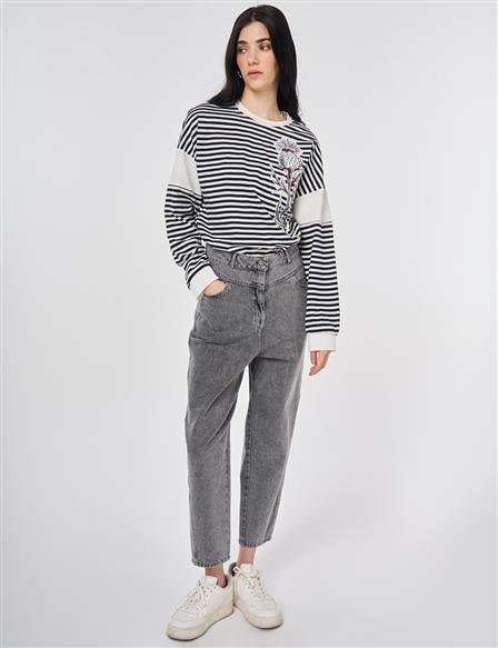 Washed Denim Trousers Gray 