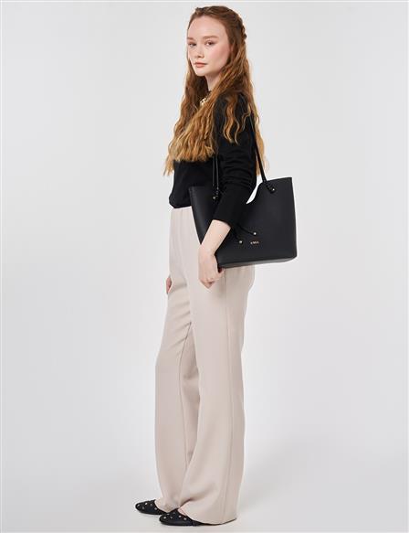Basic Flared Trousers Light Gray