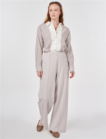 Cutting Stitch Rayon Trousers Light Grey