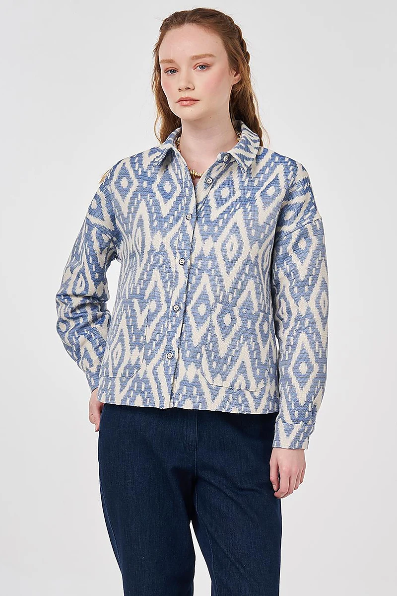 Geometric Pattern Jacket Indigo