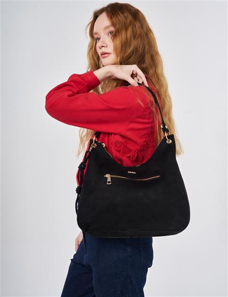 Logo Suede Bag Black