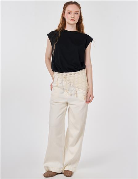 Relaxed Fit Canvas Pants Ecru