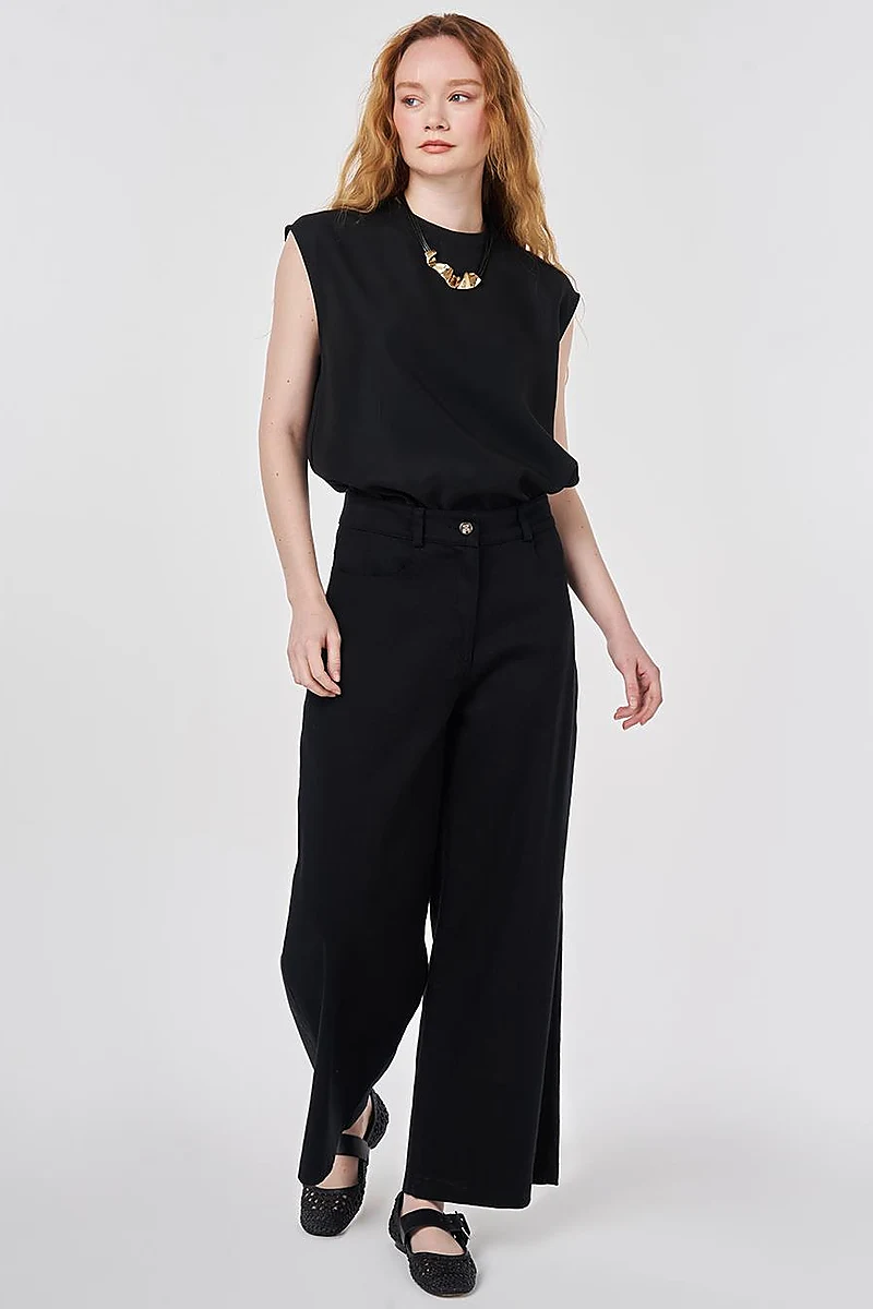 Wide Leg Non Denim Pants Black
