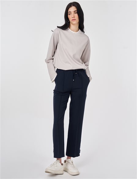 Cutting Stitch Relaxed Fit Trousers Dark Navy