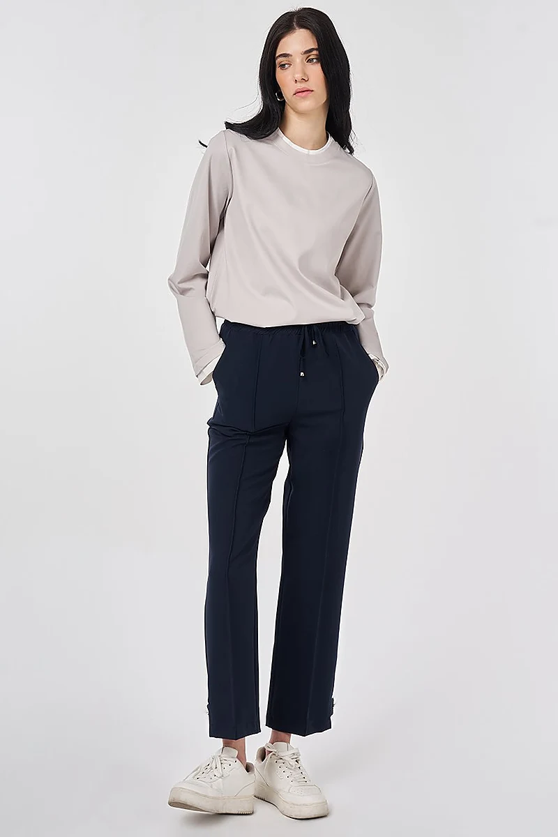 Cutting Stitch Relaxed Fit Trousers Dark Navy