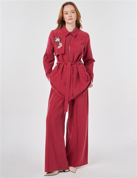 Beaded Modal Two-Piece Set, Ruby