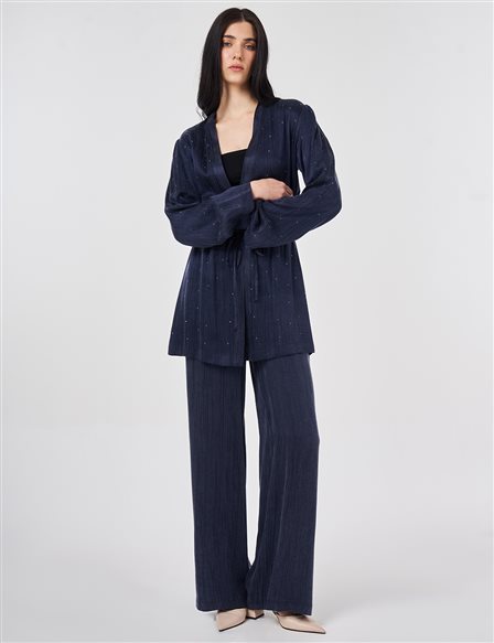 Hotfix Printed Lyocell Viscose Two-Piece Set Dark Navy