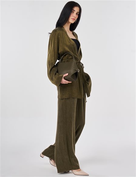 Hotfix Printed Lyocell Viscose Two-Piece Set Dark Khaki