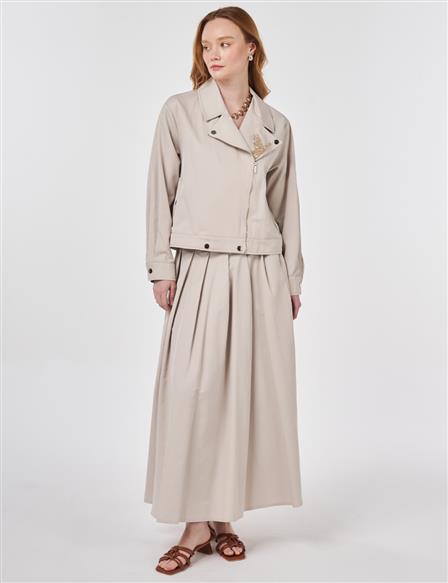 İşleme Detaylı Etekli Takım Taş