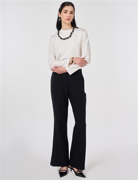 Basic Flared Trousers Black