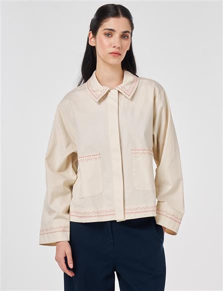 Punto Stitched Short Jacket Cream