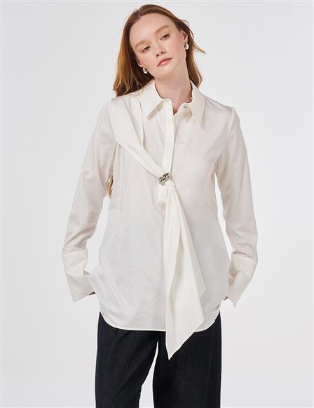 100% Cotton Tunic with Metal Accessories (Ecru)