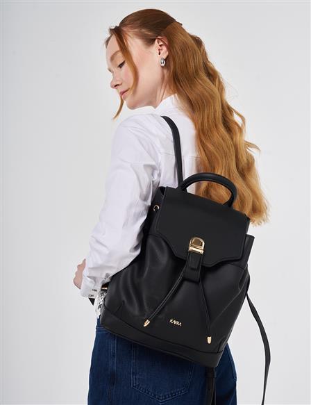 Faux Leather Backpack Black