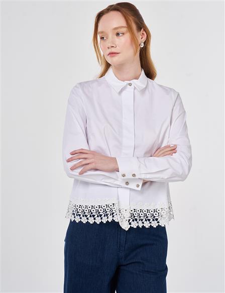 Lace Trimmed Cotton Tunic Optic White