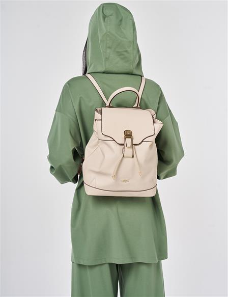 Faux Leather Backpack Cream
