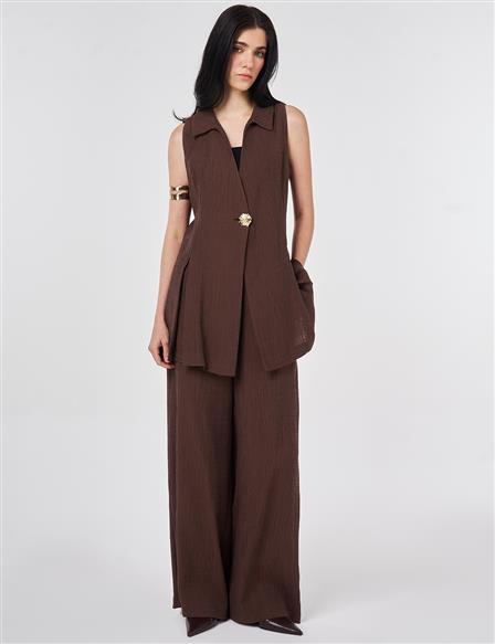 Chocolate Lyocell Viscose Vest Suit