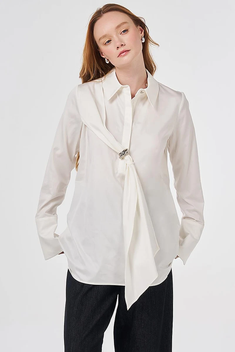 100% Cotton Tunic with Metal Accessories (Ecru)