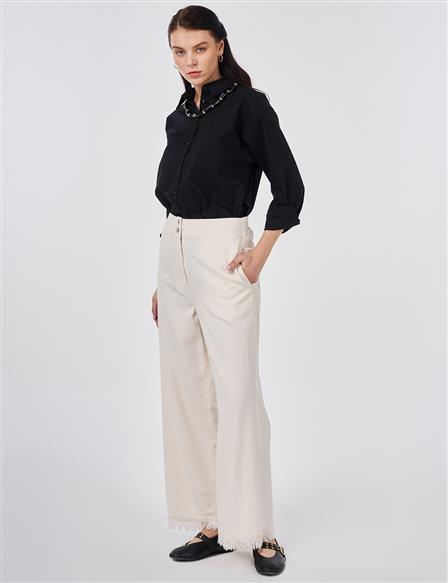 Fluid Denim Pants Cream