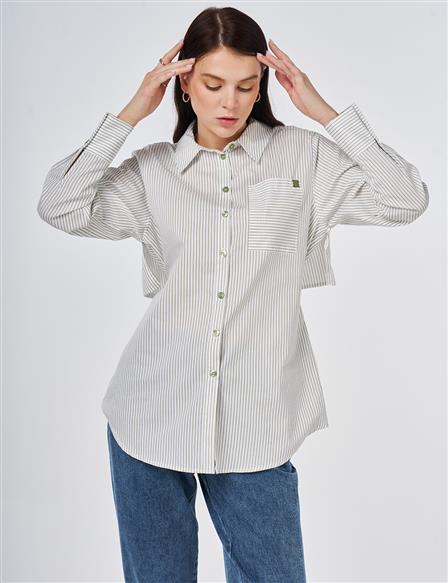 Tie-Belt Cotton Tunic Khaki