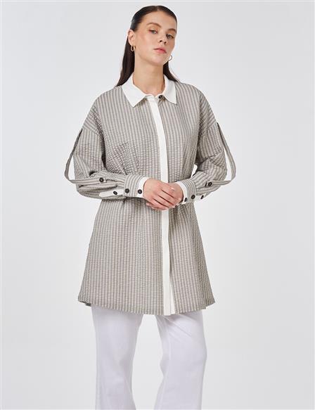 Darled Detail Cotton Tunic Dark Coffee