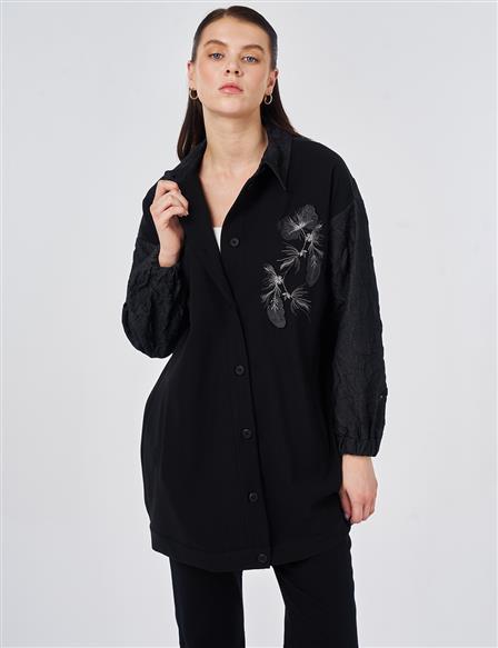 Embroidered Appliqué Jacket Black
