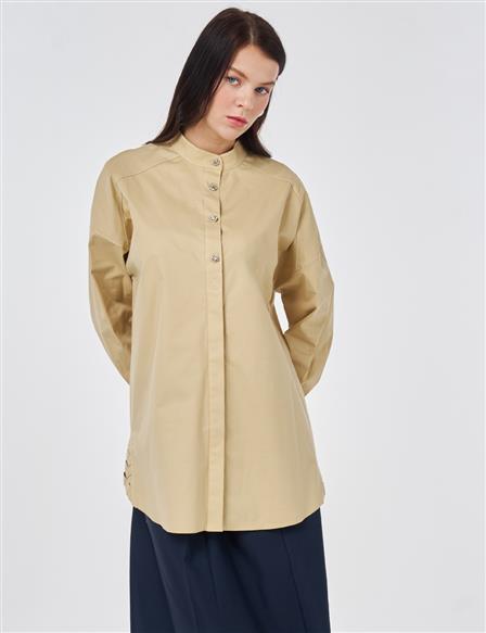 Punto Stitched Cotton Tunic Light Yellow