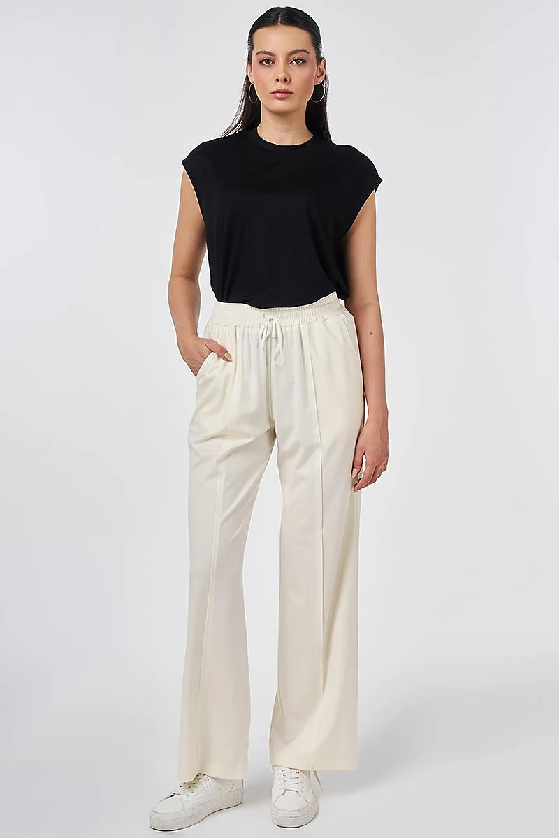 Relaxed Fit Rayon Trousers Ecru