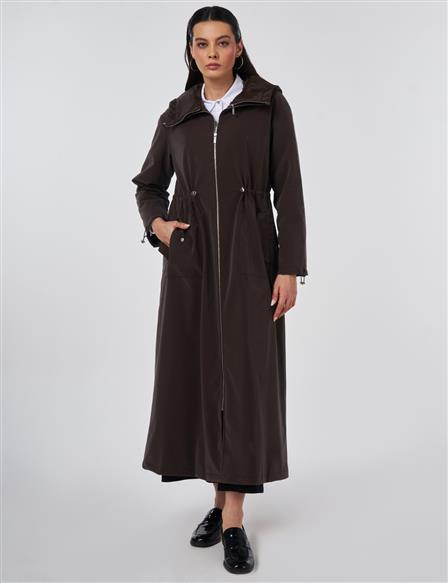 Pouch Pocket Trench Coat Dark Brown