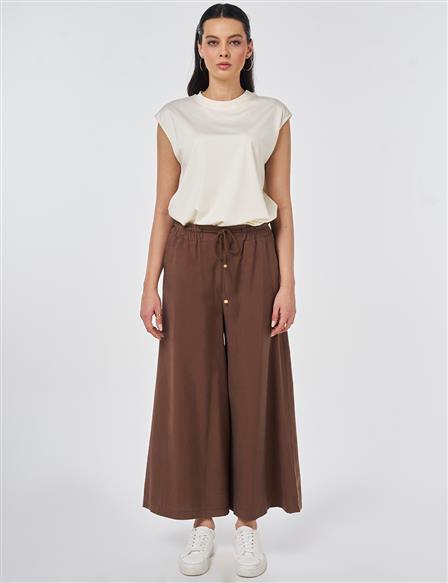 Wide Leg Modal Trousers Chocolate