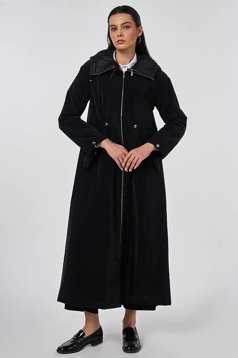 Pouch Pocket Trench Coat Black