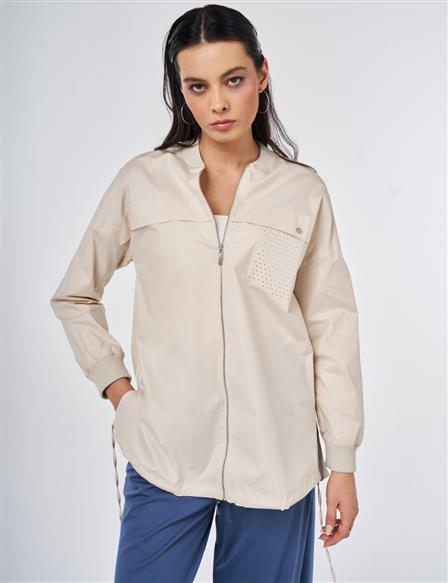 College Collar Cotton Tunic Cream