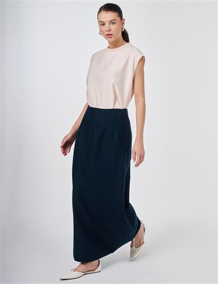 Pleated Non-Denim Skirt Dark Navy