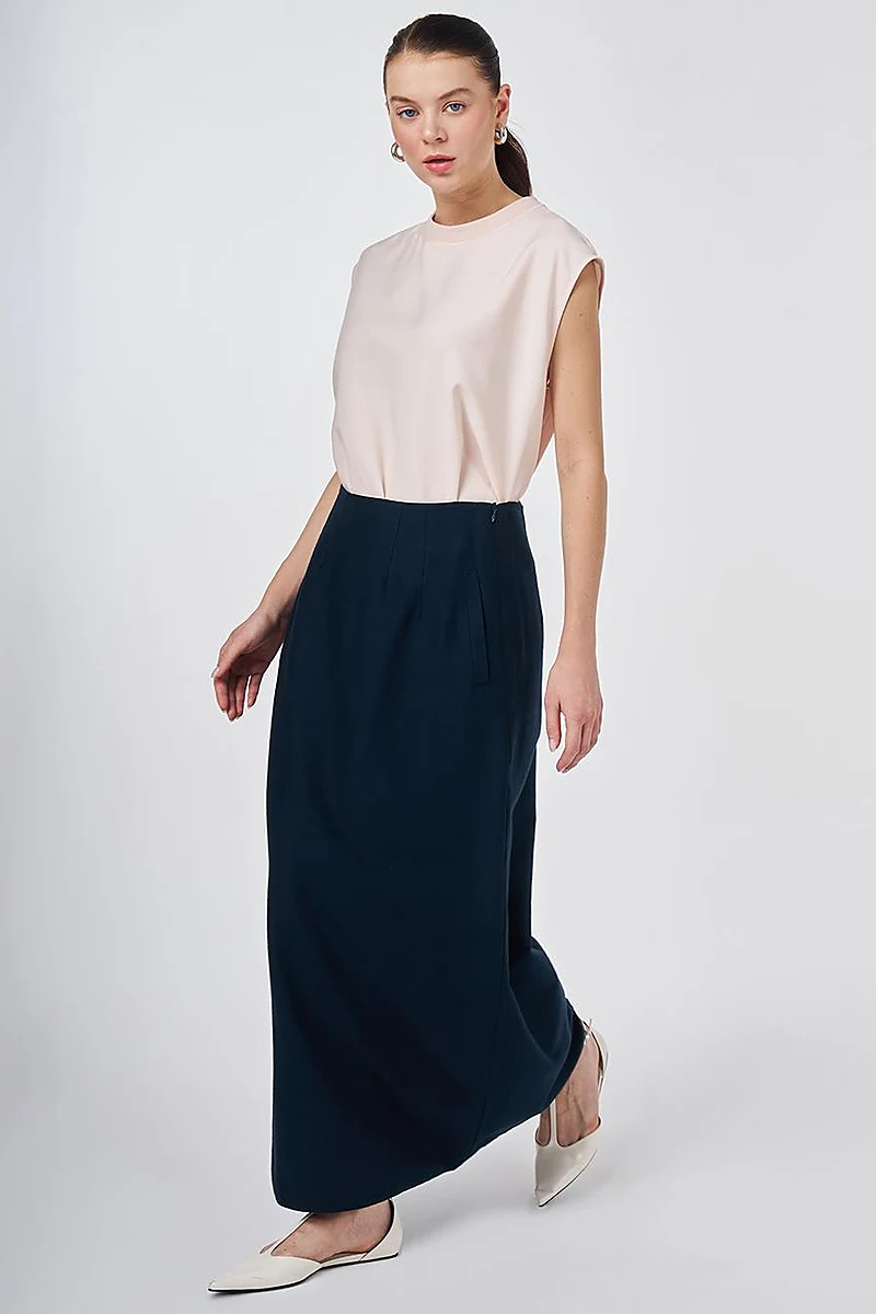 Pleated Non-Denim Skirt Dark Navy