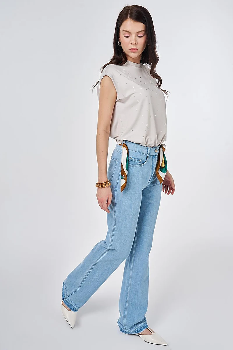 Straight Denim Pants Ice Blue