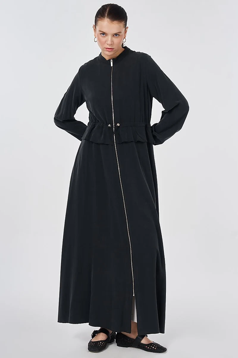 Elasticated-Waist Modal Throw-On Black