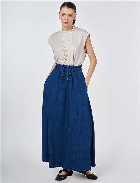 Washed A-Line Denim Skirt Indigo